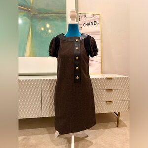 Authentic Vintage Gucci Tweed Leather Shift Dress